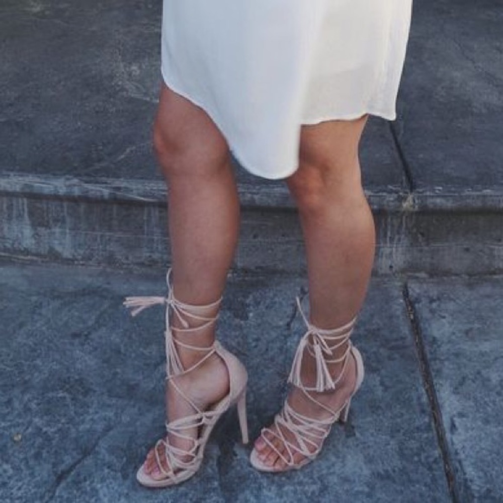 2 pairs of Just Fab lace up heels